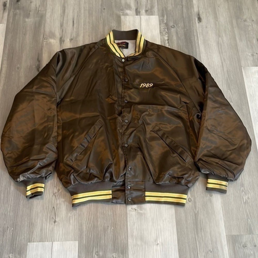 Vintage satin Bomber jacket embroidered design back